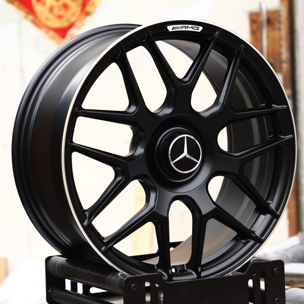 Mercedes-Benz S-Class wheels – Matte Black 7 Y-Spoke (Mercedes-Benz OEM-Style), angled view