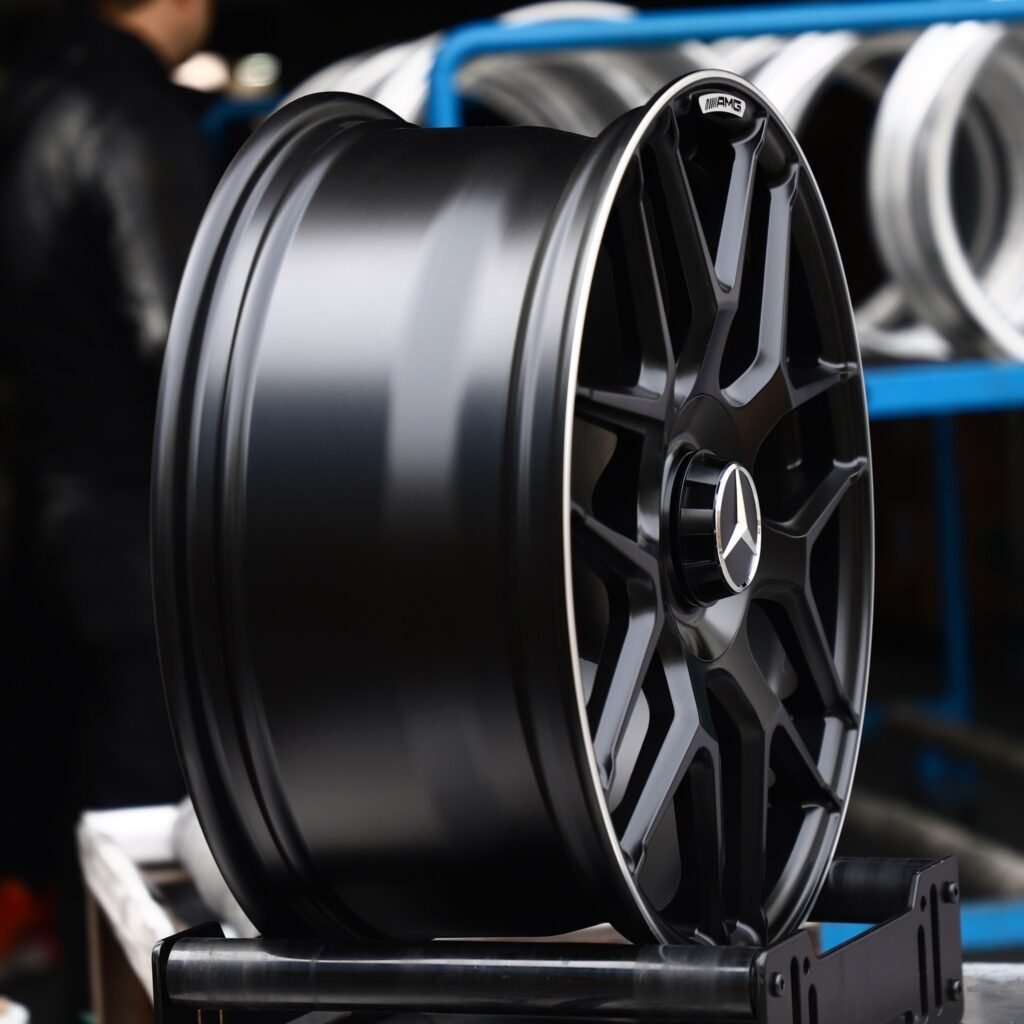 5x112 wheels – Matte Black 7 Y-Spoke (Mercedes-Benz OEM-Style), side view