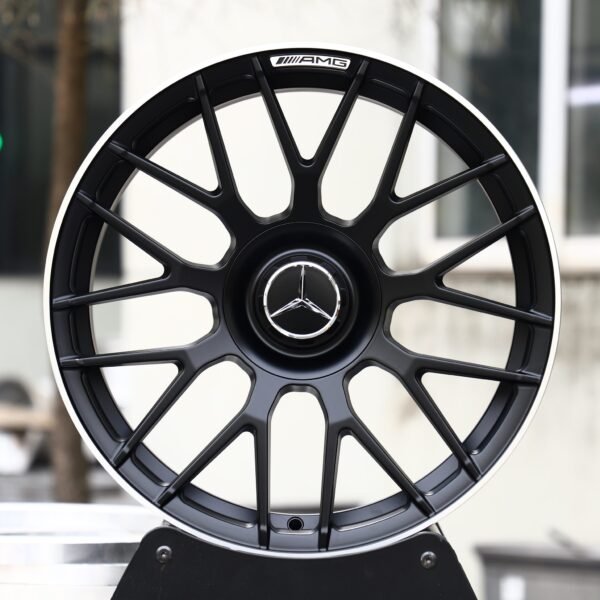 Mercedes-Benz E-Class wheels – Matte Black 9 Y-Spoke Mesh (Mercedes-Benz OEM-Style), front view