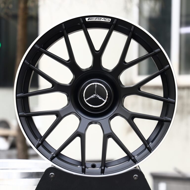 Mercedes-Benz E-Class wheels – Matte Black 9 Y-Spoke Mesh (Mercedes-Benz OEM-Style), front view