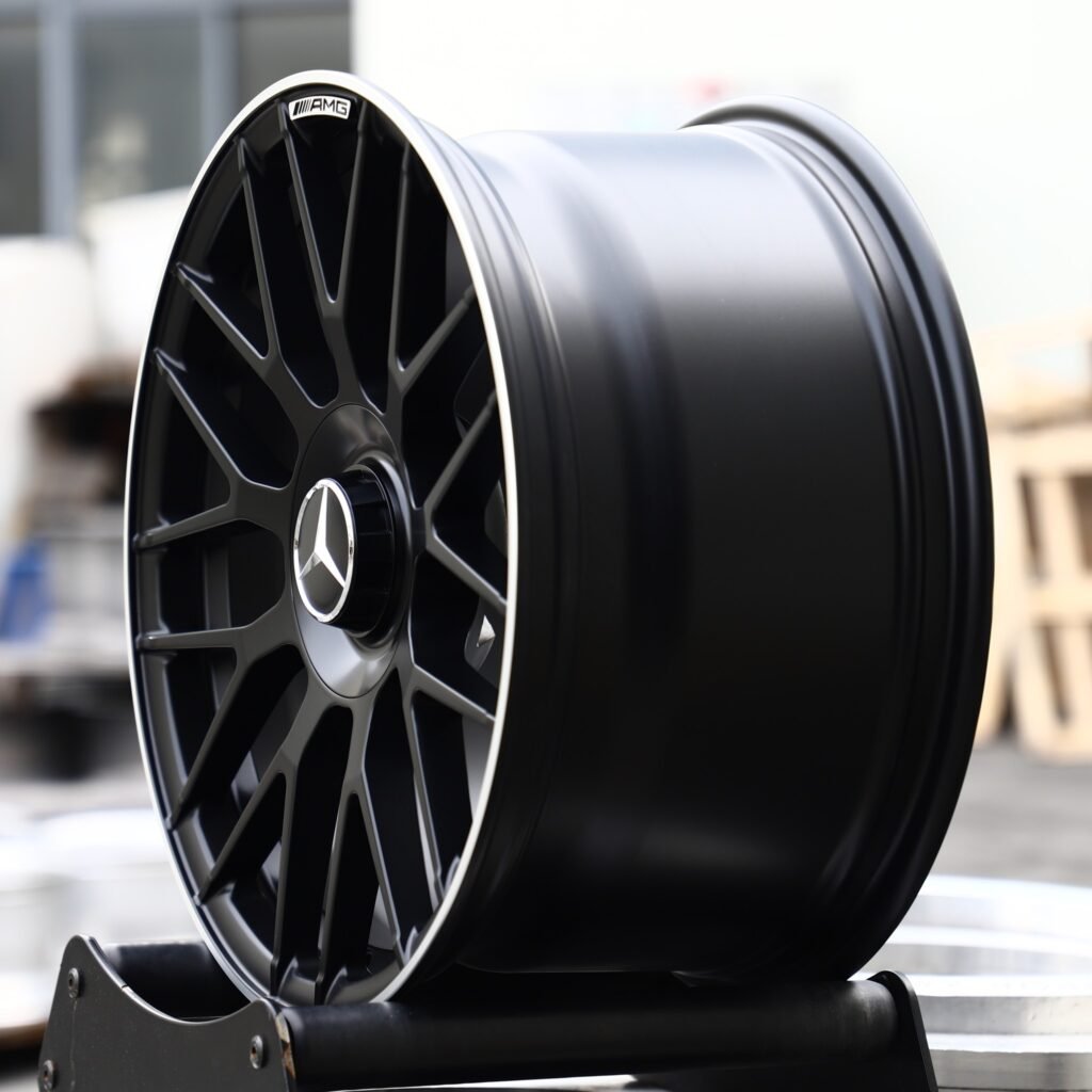 5x112 wheels – Matte Black 9 Y-Spoke Mesh (Mercedes-Benz OEM-Style), side view