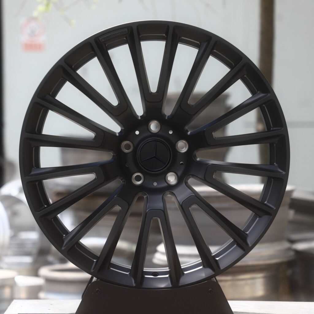 Mercedes-Benz E-Class wheels – Matte Black Multi-Spoke (Mercedes-Benz OEM-Style), front view