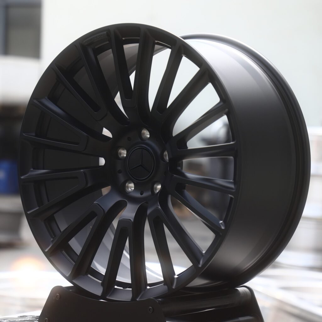 Mercedes-Benz S-Class wheels – Matte Black Multi-Spoke (Mercedes-Benz OEM-Style), angled view