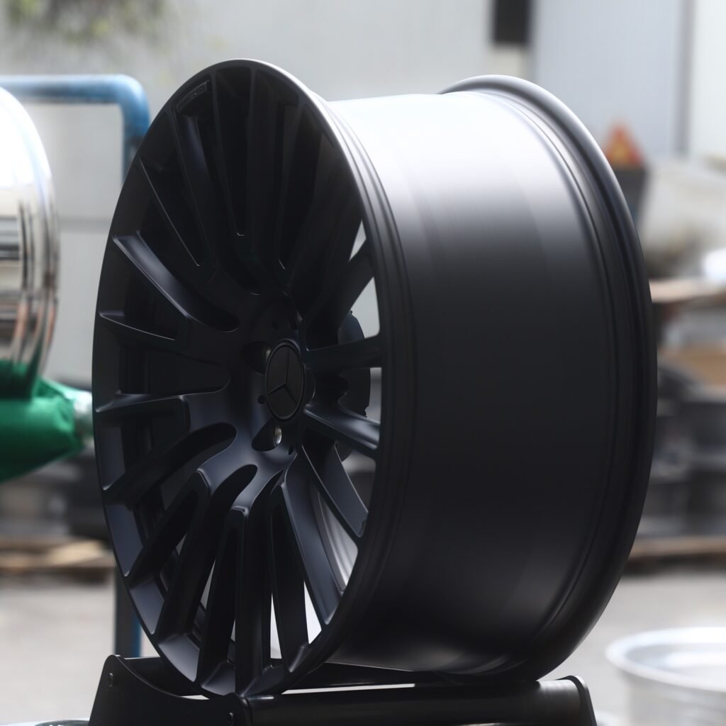 5x112 wheels – Matte Black Multi-Spoke (Mercedes-Benz OEM-Style), side view