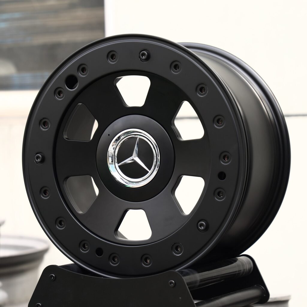 5x112 wheels – Matte Black Steelie-Style Beadlock (Mercedes-Benz OEM-Style), side view