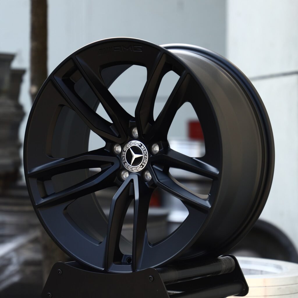 5x112 wheels – Matte Black Twin 5-Spoke (Mercedes-Benz OEM-Style), side view