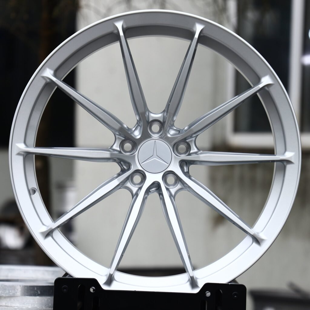 Mercedes-Benz E-Class wheels – Matte Silver 10-Spoke (Mercedes-Benz OEM-Style), front view