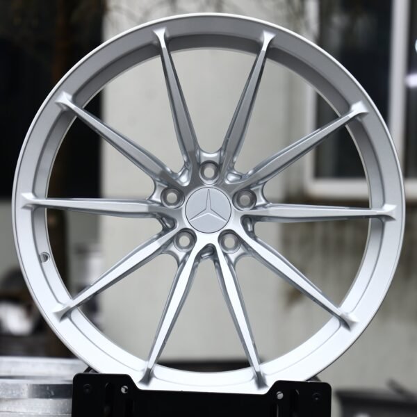 Mercedes-Benz E-Class wheels – Matte Silver 10-Spoke (Mercedes-Benz OEM-Style), front view
