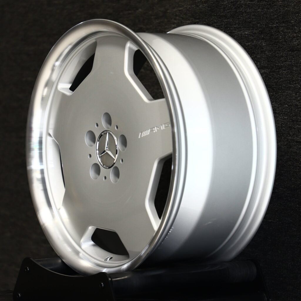 5x112 wheels – Silver 5-Spoke Polished Deep Lip (Mercedes-Benz OEM-Style), side view