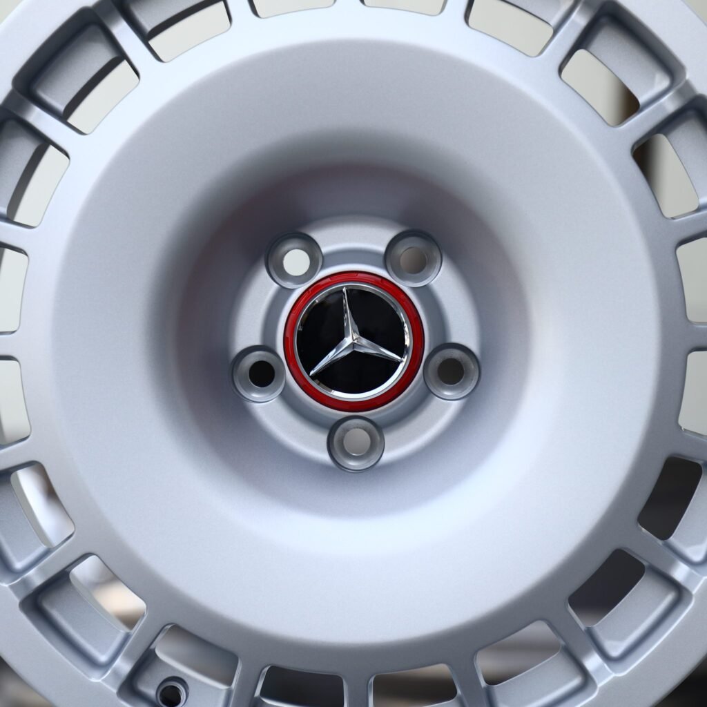 Mercedes-Benz E-Class wheels – Silver Slotted Dish (Mercedes-Benz OEM-Style), lip and barrel detail