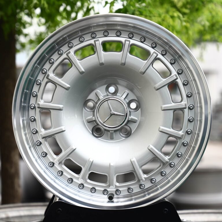 Mercedes-Benz E-Class wheels – Silver Slotted Riveted 2-Piece (Mercedes-Benz OEM-Style), front view