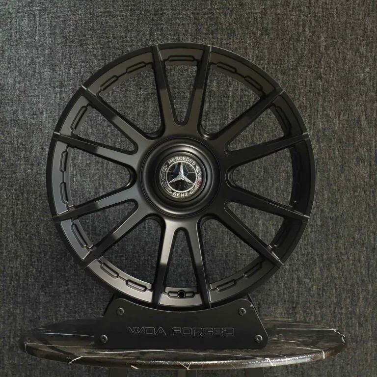 Mercedes-Benz E-Class / S-Class Forged Wheels – Matte Black 12-Spoke, front view