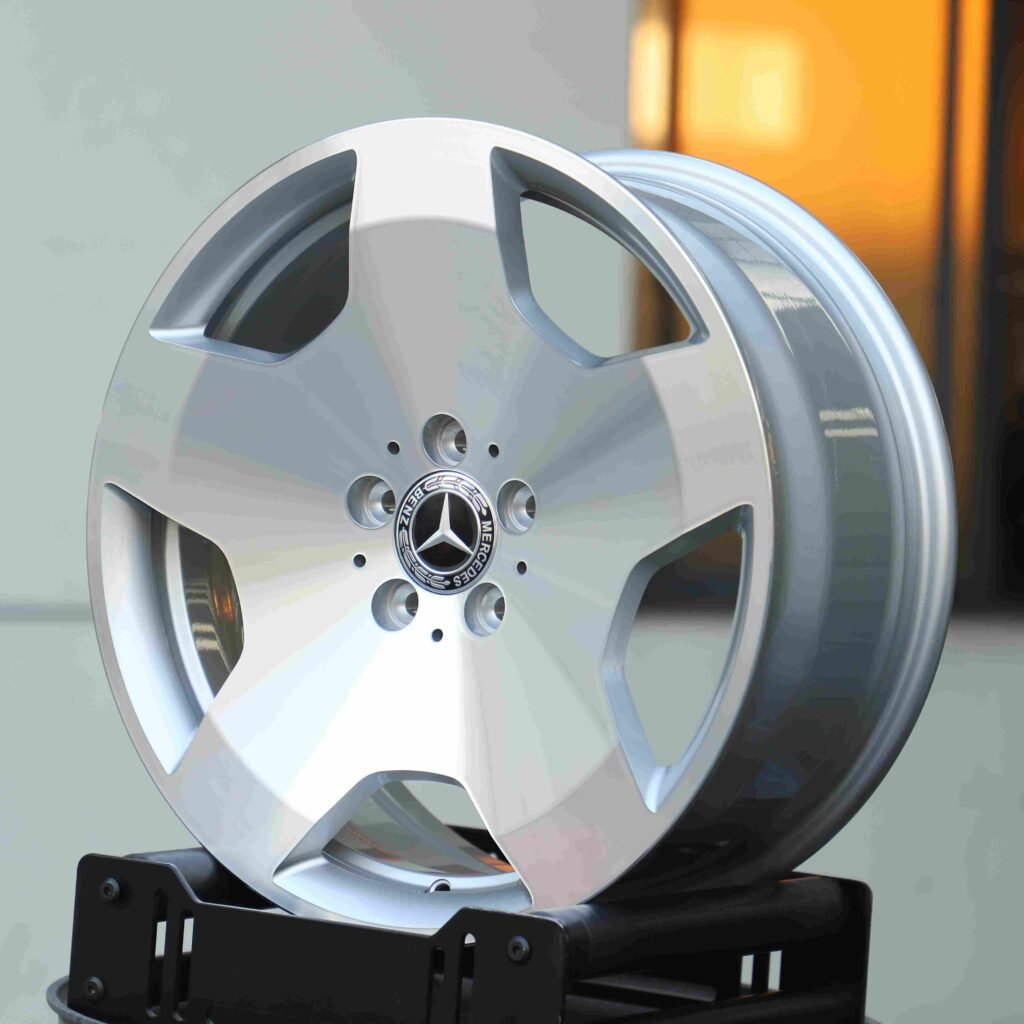 Mercedes-Benz S-Class wheels – Bright Silver 5-Spoke Full-Face, angled view