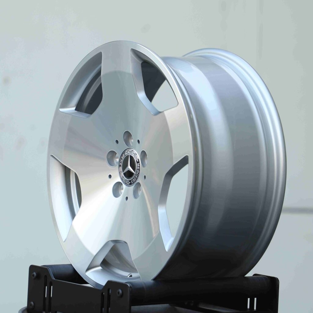5x112 wheels – Bright Silver 5-Spoke Full-Face, side view