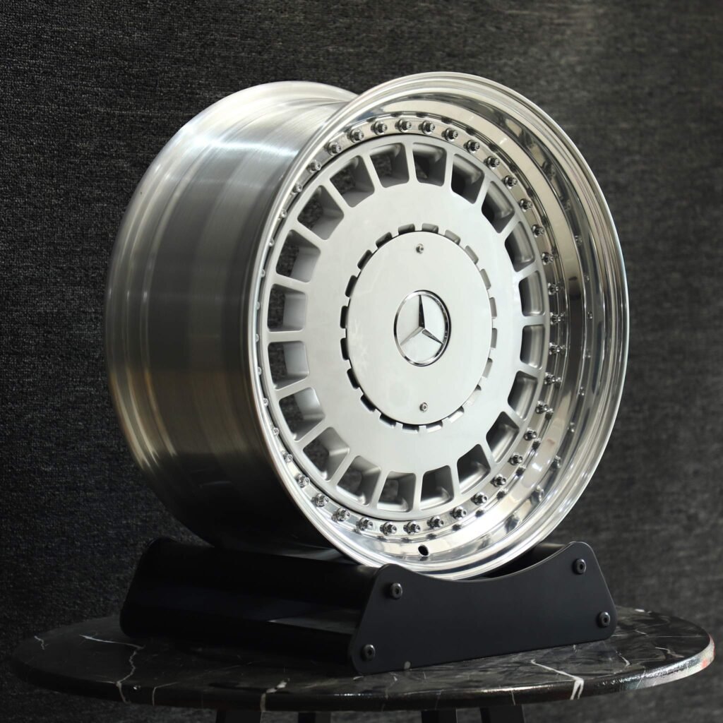 Mercedes-Benz Style Bright Silver Faux 2-Piece Full-Face Riveted Deep Lip Forged Wheels - Mercedes-Benz E-Class / Mercedes-Benz S-Class Fitment (5-Lug) view 3