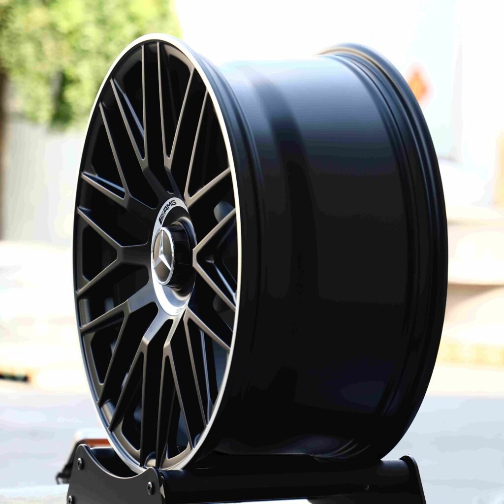 5x112 wheels – Gloss Black 10 Y-Spoke Machined Lip, side view