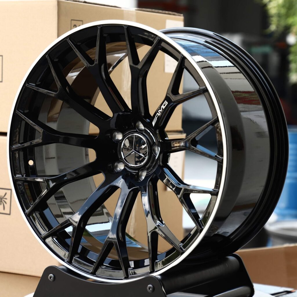 Mercedes-Benz S-Class wheels – Gloss Black 11 Y-Spoke, angled view