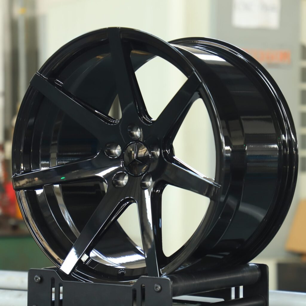 5x112 wheels – Gloss Black 5-Spoke, side view