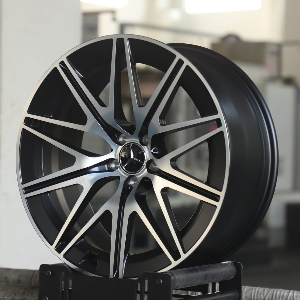 5x112 wheels – Gloss Black 5-Spoke Machined Face, side view
