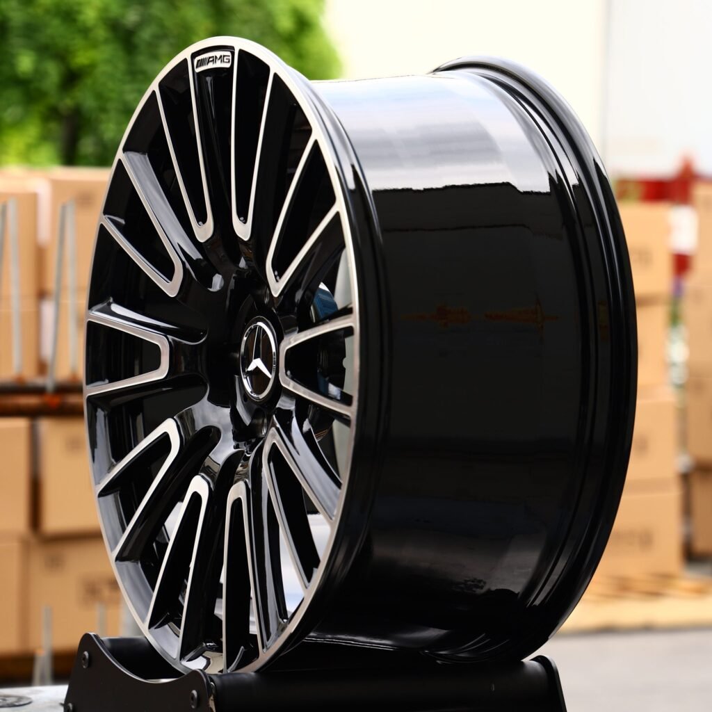 5x112 wheels – Gloss Black Machined Face, side view