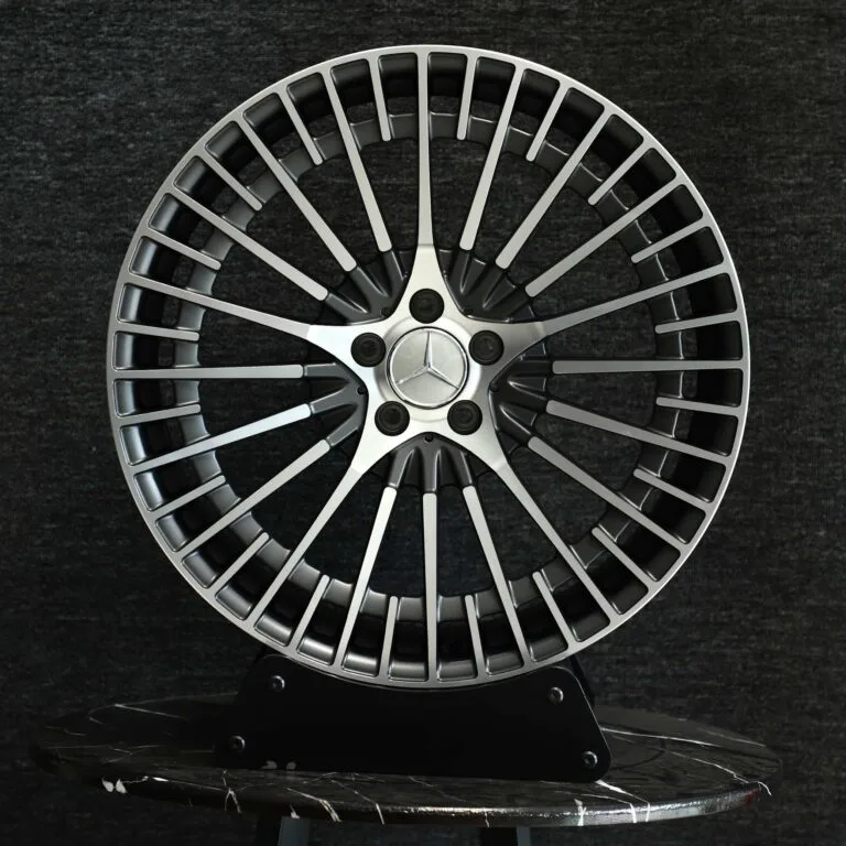 Mercedes-Benz E-Class / S-Class Forged Wheels – Gray Multi-Spoke Machined Face, front view