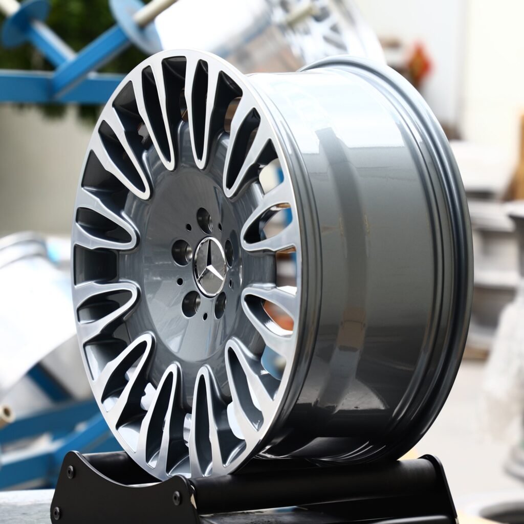 5x112 wheels – Light Gunmetal / Gray Machined Face, side view