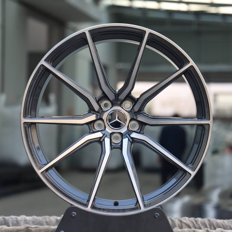 Mercedes-Benz E-Class wheels – Matte Silver 5 V-Spoke Machined Face, front view