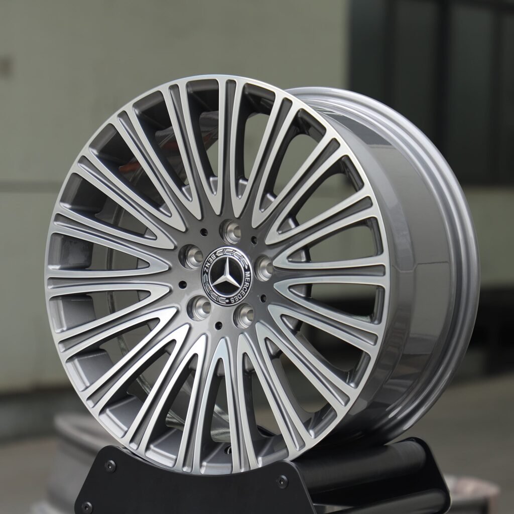 5x112 wheels – Metallic Gray Multi-Spoke Machined Face, side view
