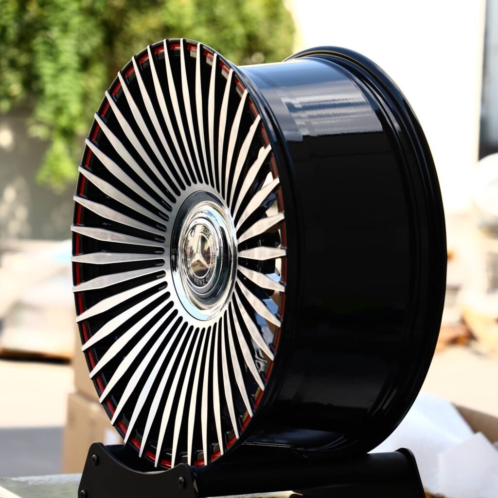 5x112 wheels – Red / Black Multi-Spoke, side view