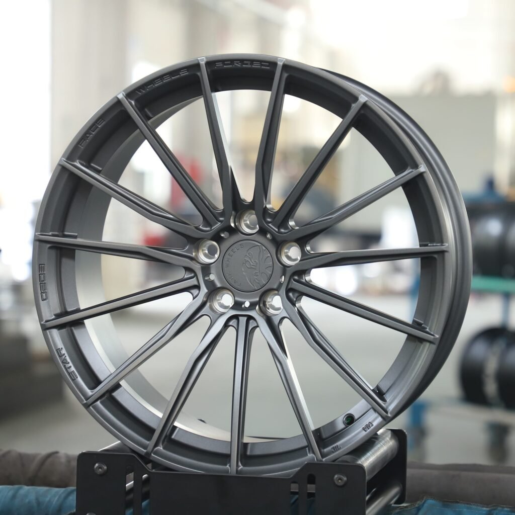 Honda Civic Type R wheels – Metallic Gray 5 W-Spoke, angled view