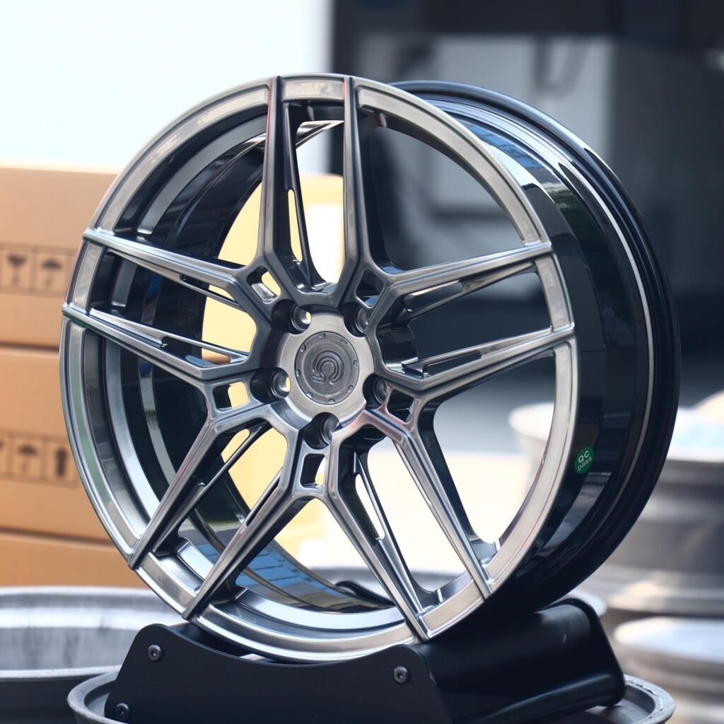 BMW M3 wheels – Metallic Gray 5 Y-Spoke Side-Milled, angled view