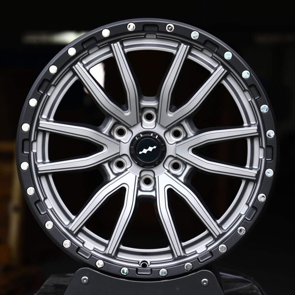 Toyota 4Runner wheels – Metallic Gray 6 V-Spoke Exposed Bolt Detail, front view