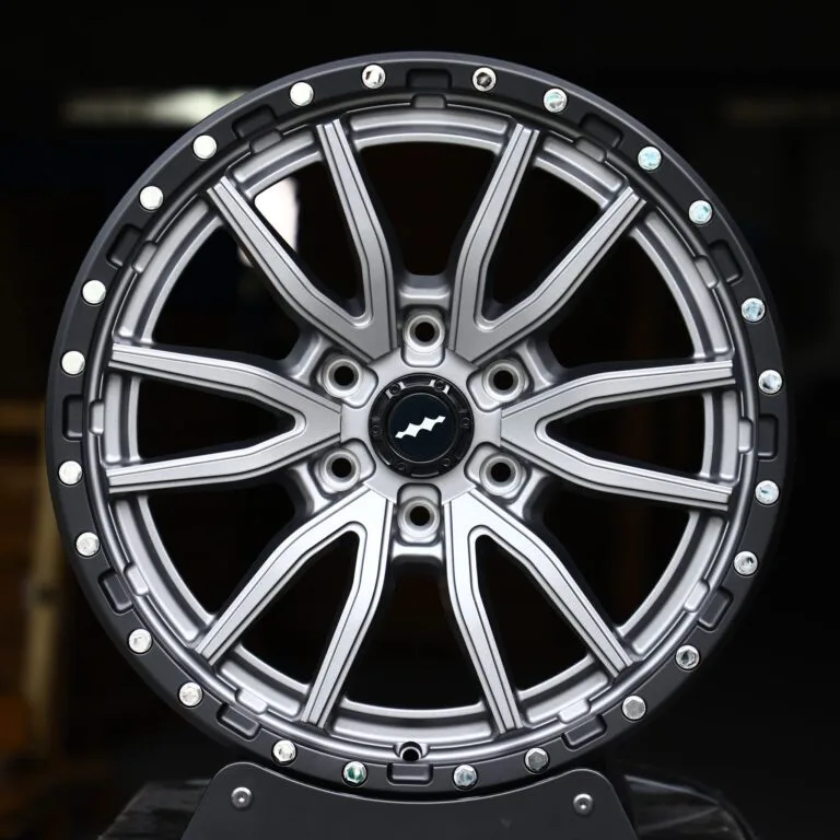 Toyota 4Runner wheels – Metallic Gray 6 V-Spoke Exposed Bolt Detail, front view