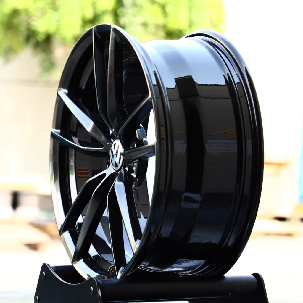 5x112 wheels – Metallic Gray Double 5-Spoke (Volkswagen OEM-Style), side view