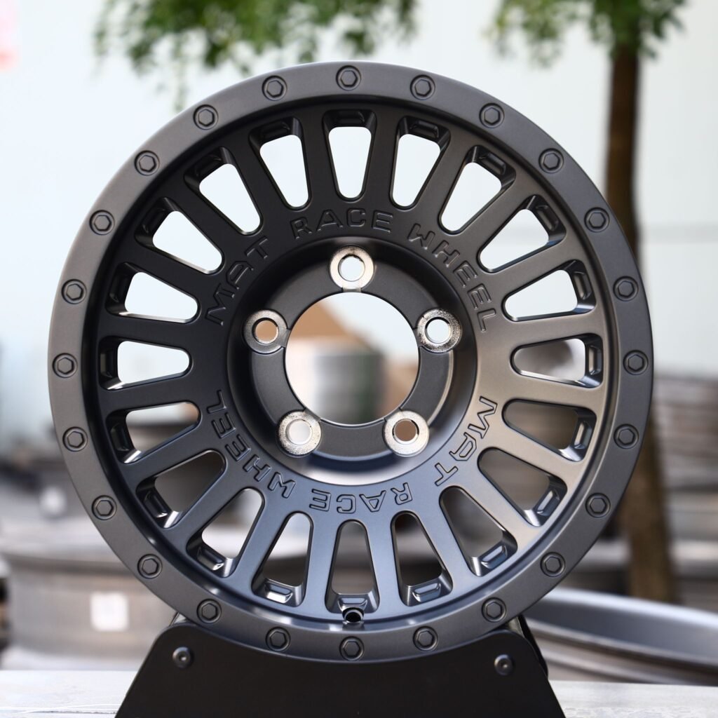 Jeep Wrangler wheels – Metallic Gray Exposed Bolt Detail, front view