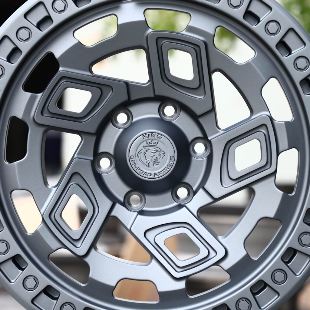 Metallic Gray Exposed Bolt Detail Forged Wheels - Jeep Wrangler / Toyota Land Cruiser Fitment (5-Lug) – Design 2 view 4