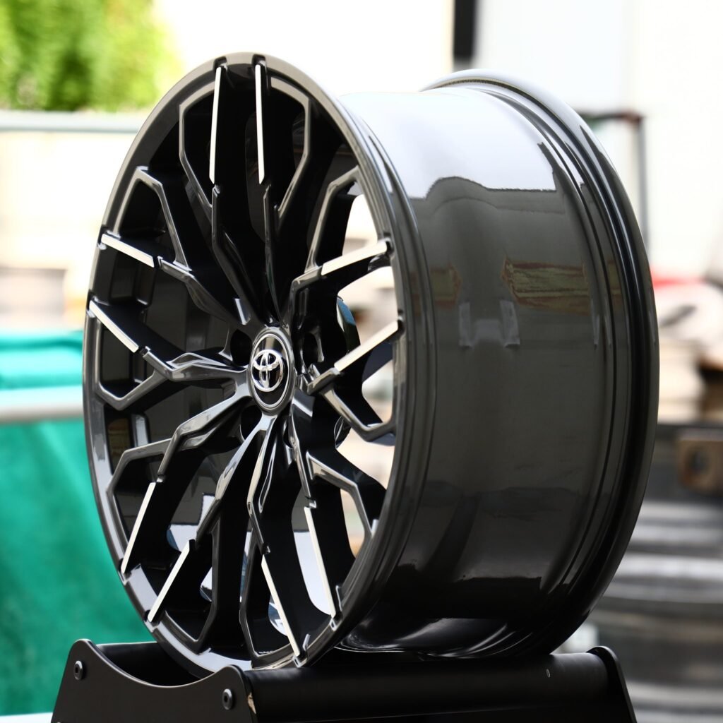 5x100 wheels – Metallic Gray Machined Face, side view