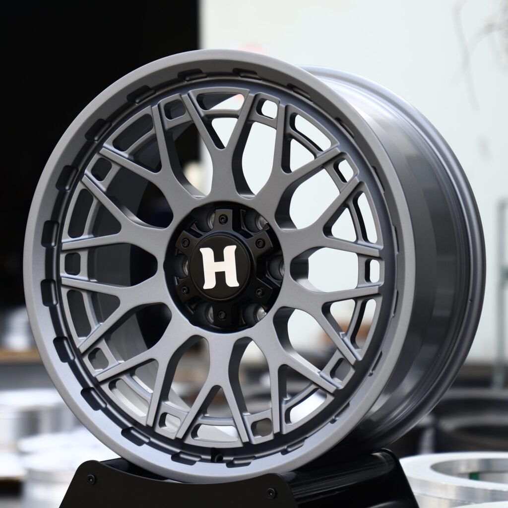 Chevrolet Silverado wheels – Metallic Gray Mesh, angled view