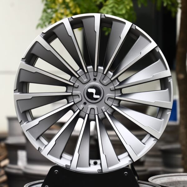 Porsche 911 wheels – Metallic Gray Split Directional Milled, front view