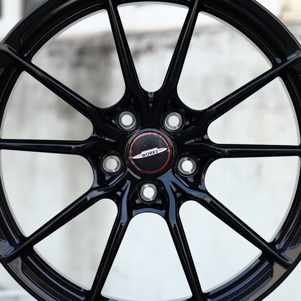 Mini Clubman wheels – Gloss Black 10-Spoke (Mini OEM-Style), angled view