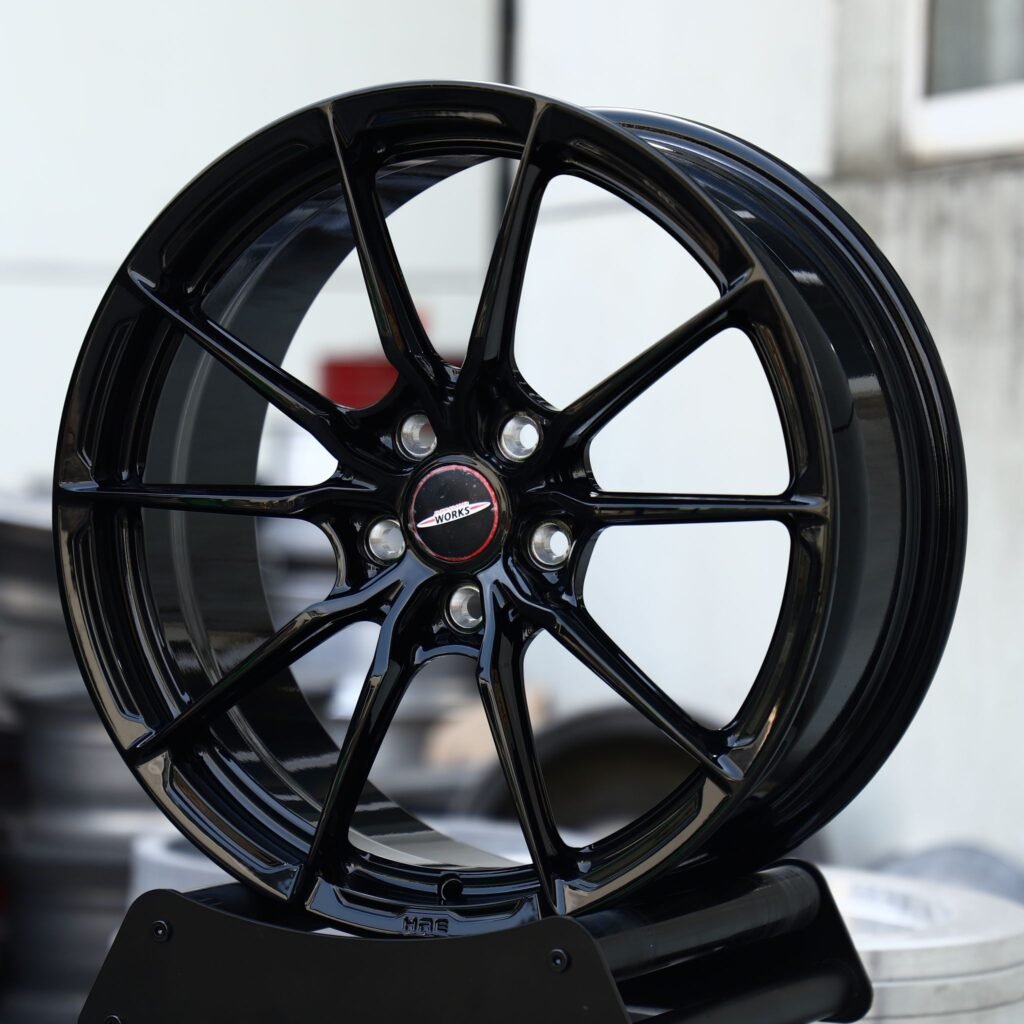 5x112 wheels – Gloss Black 10-Spoke (Mini OEM-Style), side view