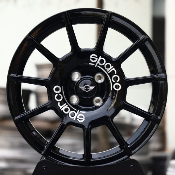 Mini Cooper wheels – Gloss Black 12-Spoke (Mini OEM-Style), front view