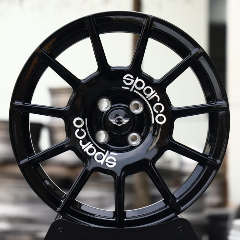 Mini Cooper wheels – Gloss Black 12-Spoke (Mini OEM-Style), front view