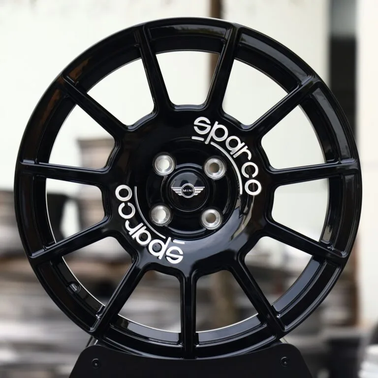 Mini OEM-Style Gloss Black 12-Spoke Forged Wheels – Mini Cooper / Cooper S, front view
