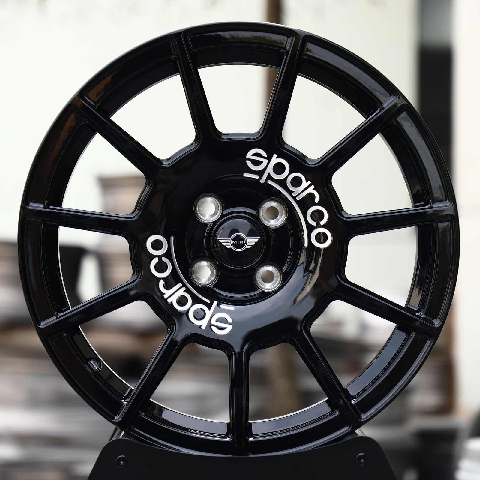 Mini Cooper wheels – Gloss Black 12-Spoke (Mini OEM-Style), front view