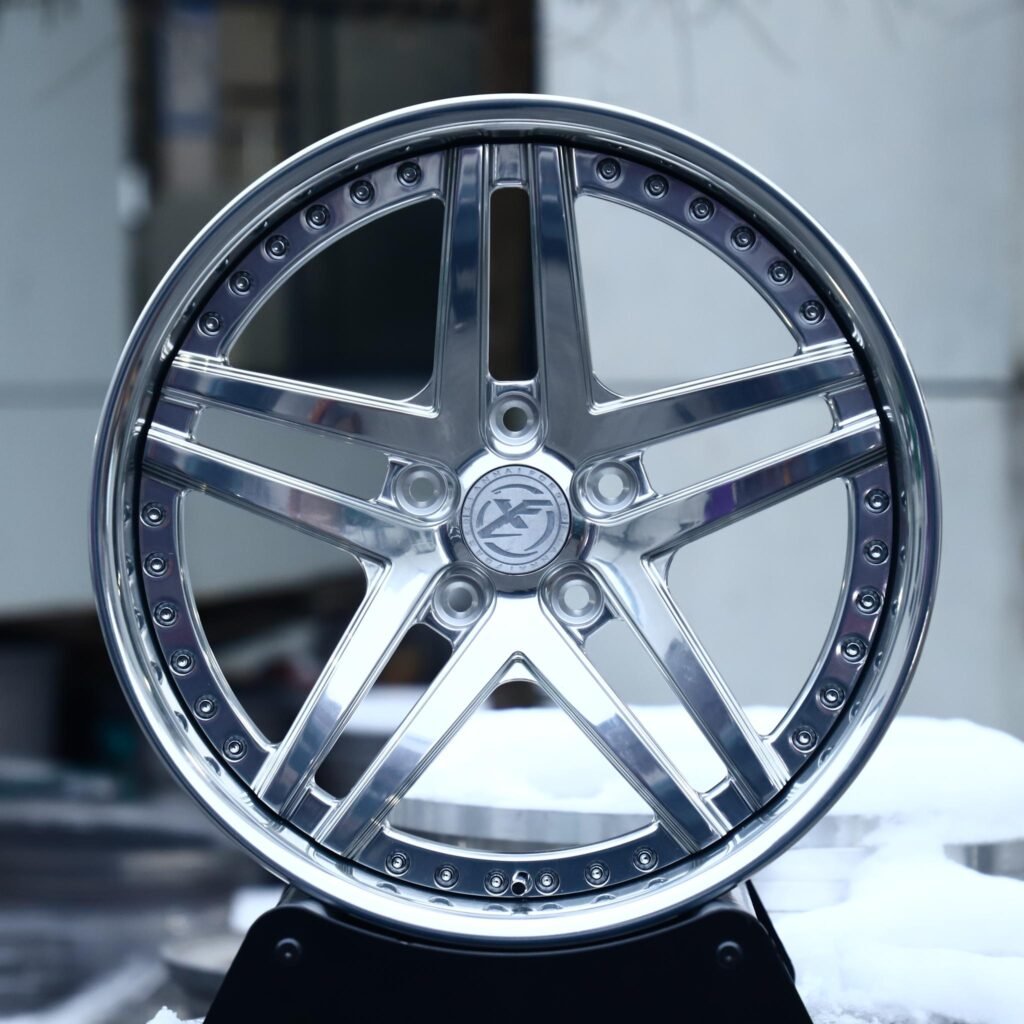 Porsche 911 wheels – Mirror Polished 5 Split-Spoke Deep Dish 2-Piece, front view