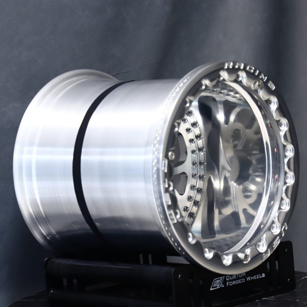5x114.3 wheels – Mirror Polished 5-Spoke 3-Piece, side view