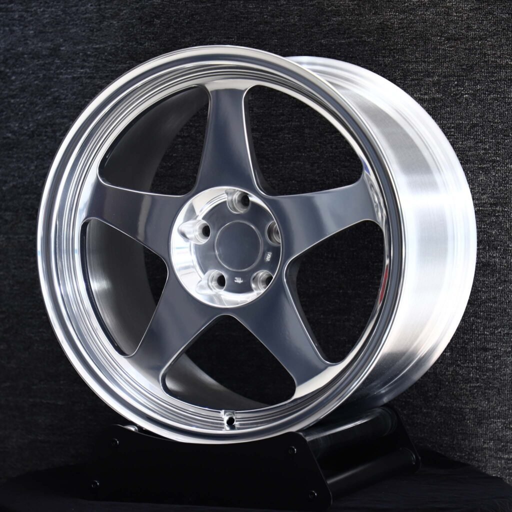 BMW M3 wheels – Mirror Polished 5-Spoke Deep Lip, angled view