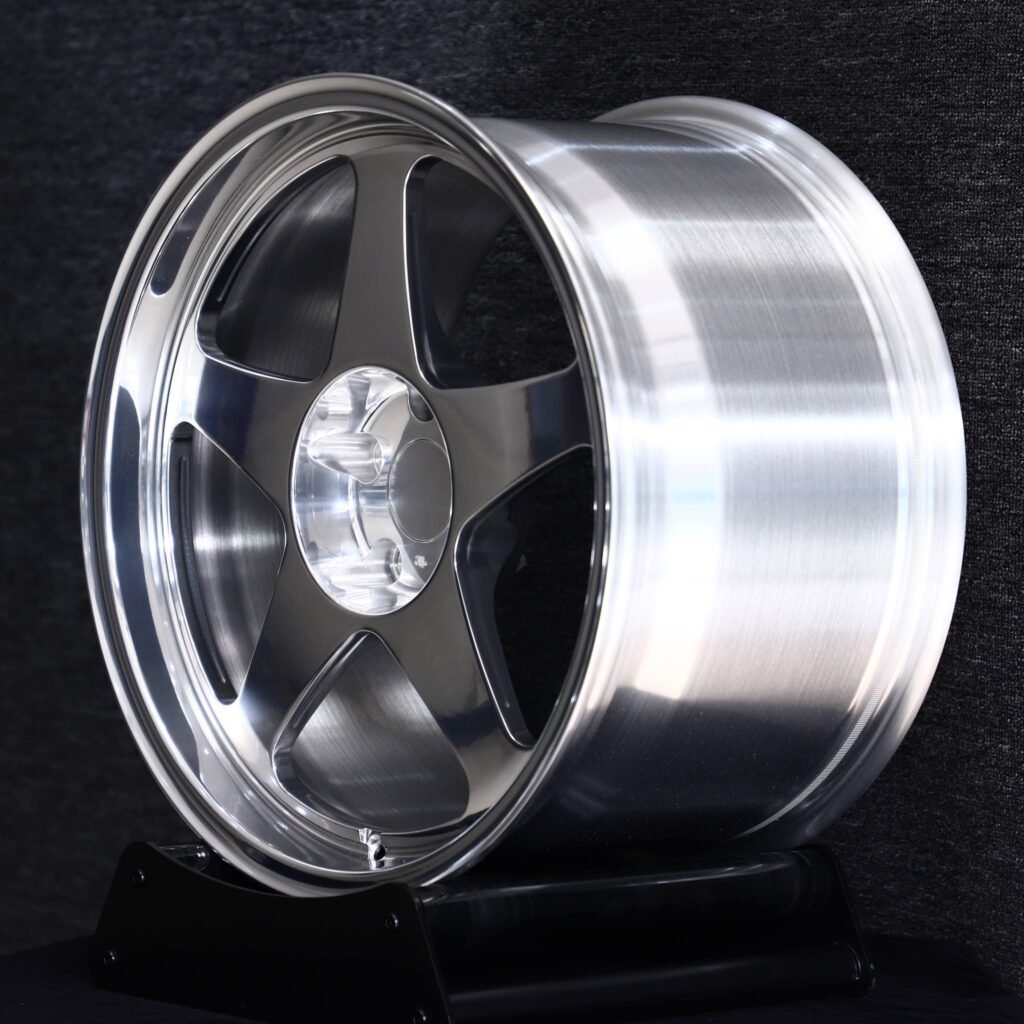 5x130 wheels – Mirror Polished 5-Spoke Deep Lip, side view