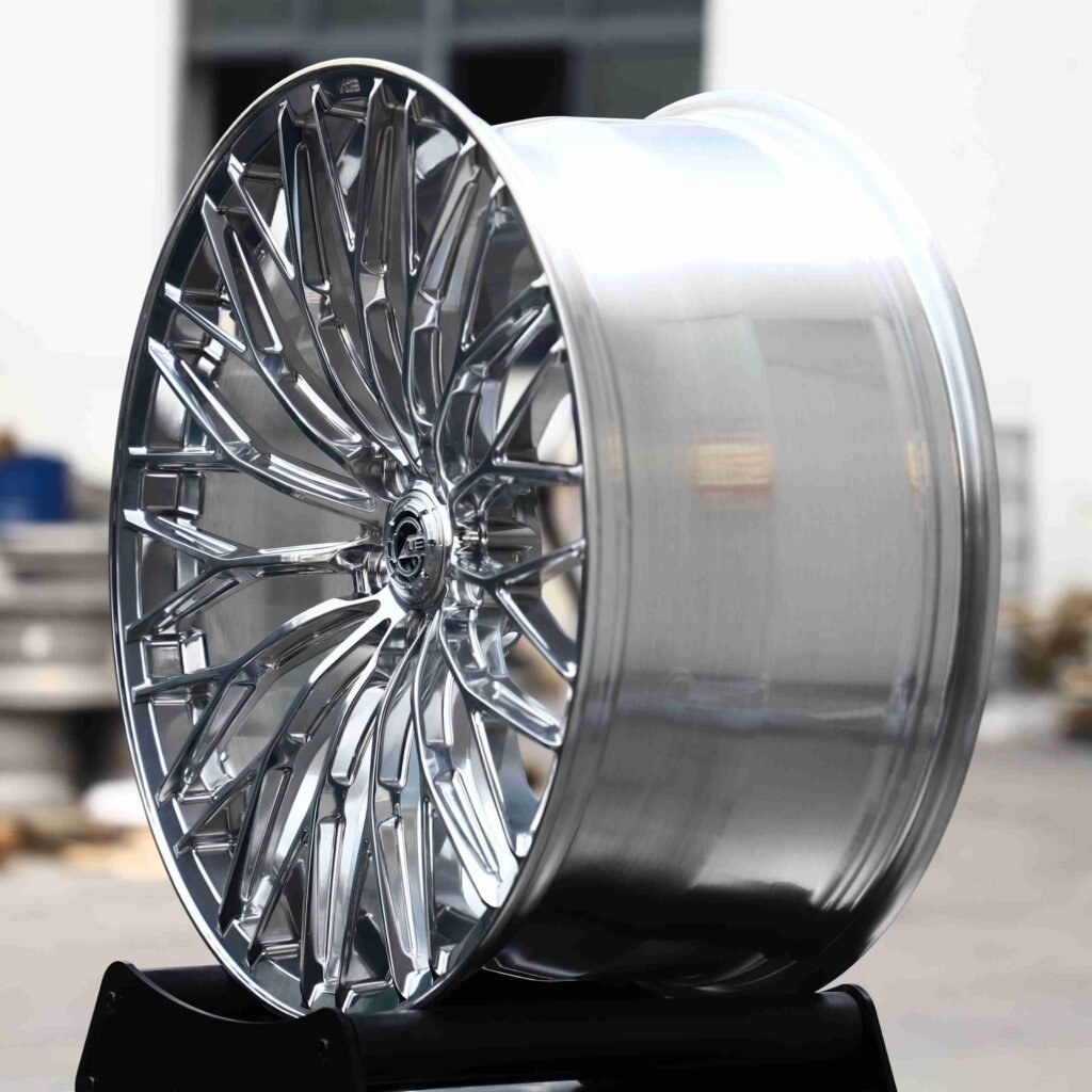 5x130 wheels – Mirror Polished Silver 15 Y-Spoke, side view